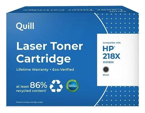 Quill Remanufactured: Quill 218X Remanufactured Black High Yield toner, replacement for HP W2180X (201668PR) (seller's product photo)