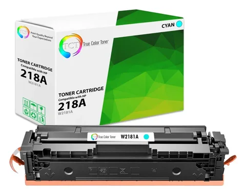 True Color Toner (TCT): TCT 218A Cyan compatible toner with chip (replaces W2181A) (seller's product photo)