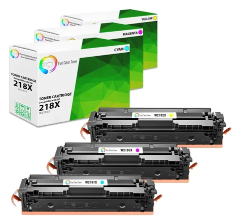 True Color Toner (TCT): TCT 218X colour 3-pack (C/M/Y) compatible toner with chip (seller's product photo)