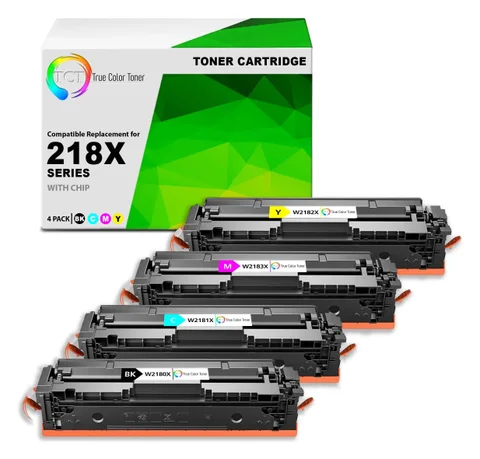 True Color Toner (TCT): TCT 218X 4-pack (K/C/M/Y) compatible toner with chip (seller's product photo)